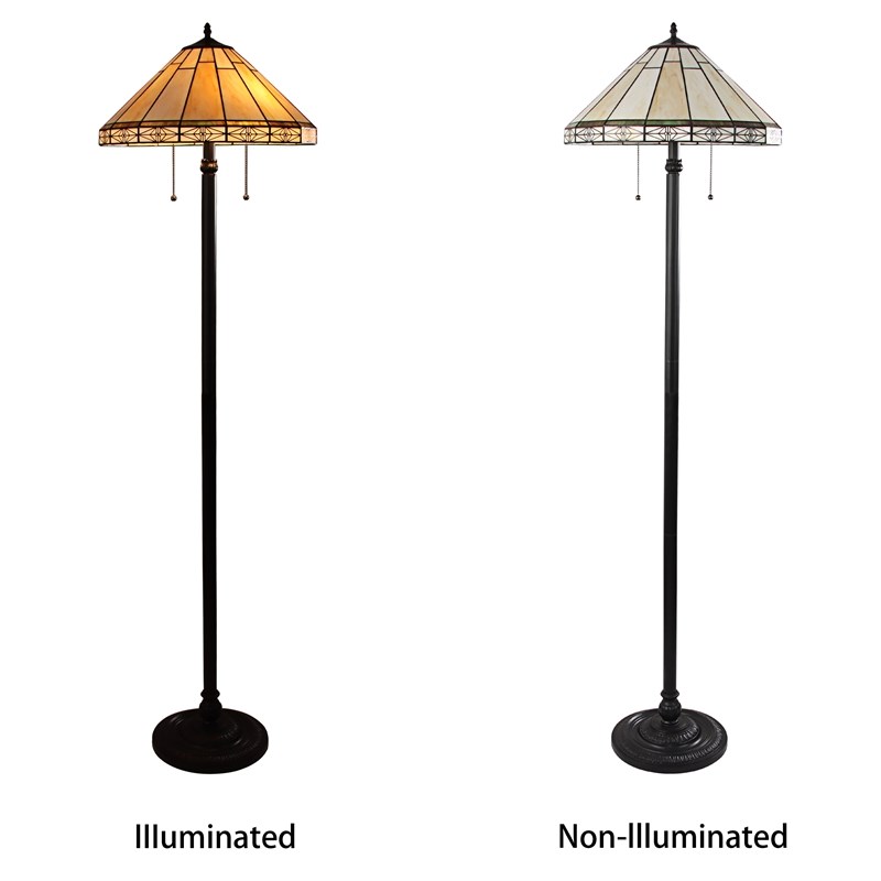 Chloe Lighting Belle Mission 2-Light Metal Floor Lamp in Blackish Bronze