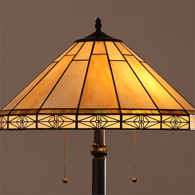 Chloe Lighting Belle Mission 2-Light Metal Floor Lamp in Blackish Bronze
