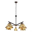 Chloe Lighting Kinsey Mission 5-Light Glass Large Chandelier in Multi-Color
