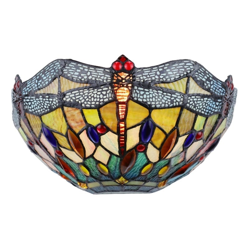 Chloe Lighting Empress Dragonfly 1-Light Glass/Metal Wall Sconce in Multi-Color