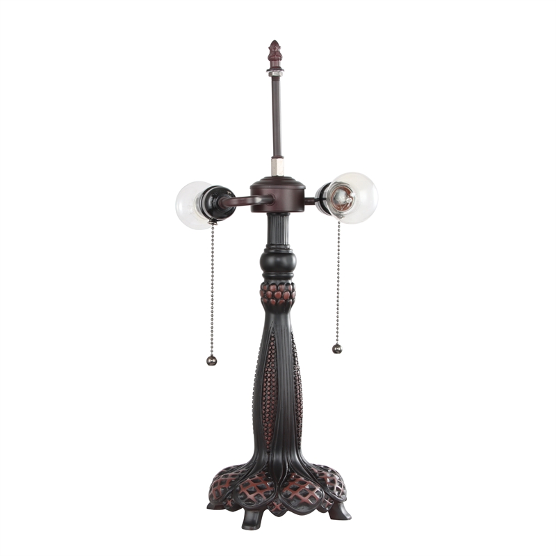 Chloe Lighting Empress Dragonfly 2-Light Glass Table Lamp in Multi-Color