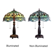 Chloe Lighting Empress Dragonfly 2-Light Glass Table Lamp in Multi-Color