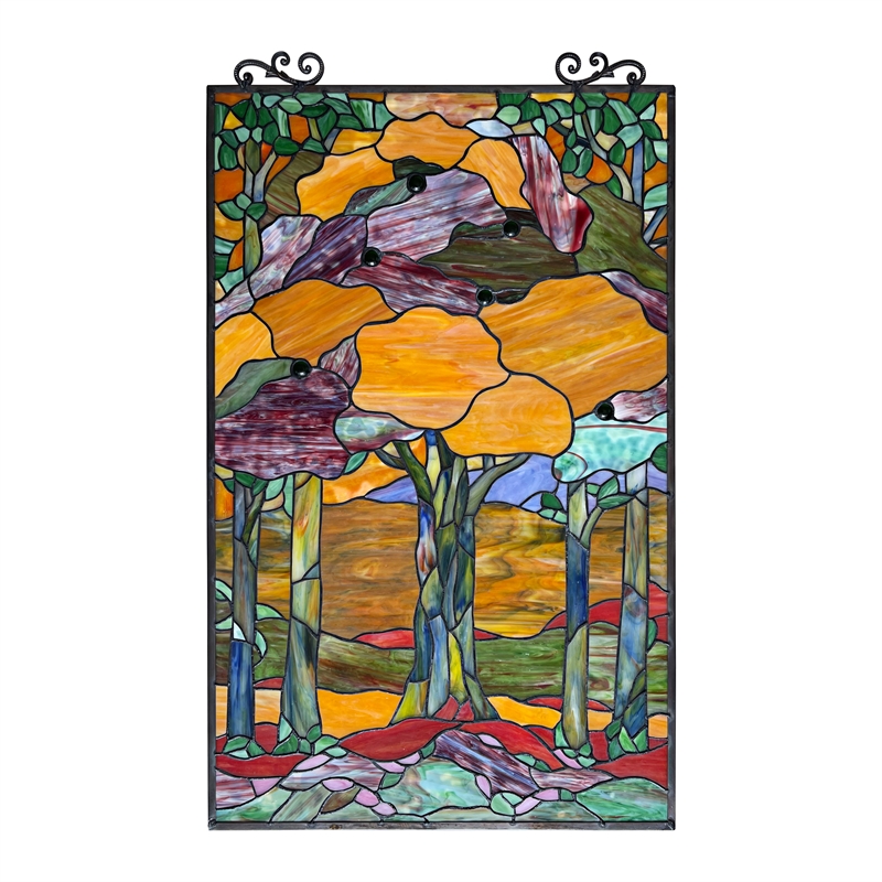 Chloe Lighting Autumn Glass Verical Hanging Window Panel in Multi-Color