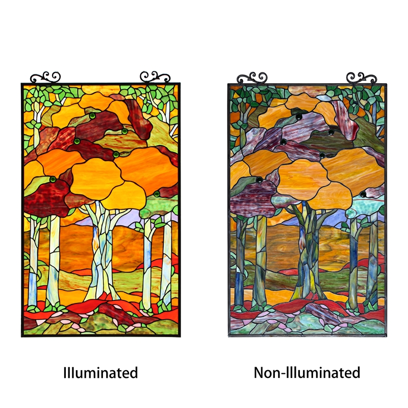 Chloe Lighting Autumn Glass Verical Hanging Window Panel in Multi-Color
