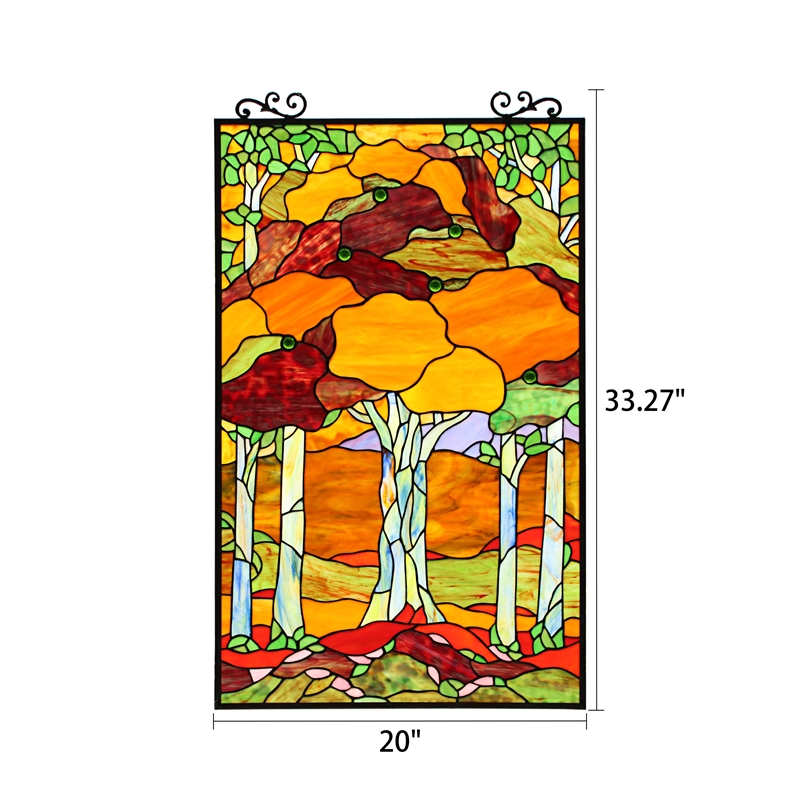 Chloe Lighting Autumn Glass Verical Hanging Window Panel in Multi-Color