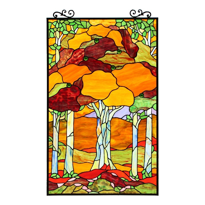 Chloe Lighting Autumn Glass Verical Hanging Window Panel in Multi-Color