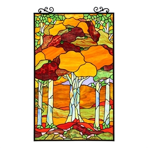 Chloe Lighting Autumn Glass Verical Hanging Window Panel in Multi-Color