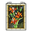 Chloe Lighting Orange Lily Floral Glass Verical Window Panel in Multi-Color