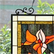 Chloe Lighting Orange Lily Floral Glass Verical Window Panel in Multi-Color