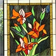 Chloe Lighting Orange Lily Floral Glass Verical Window Panel in Multi-Color