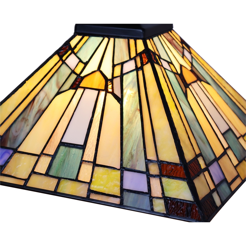 Chloe Lighting Kinsey Mission 3-Light Glass Island Pendant in Blackish Bronze