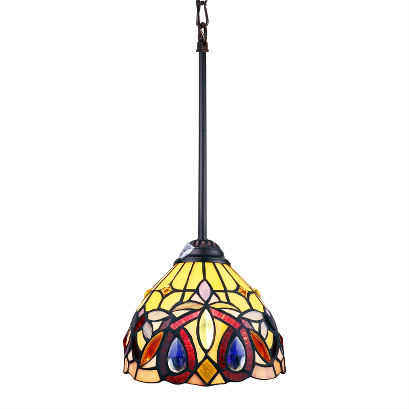 Chloe Lighting Serenity Victorian 1-Light Glass Mini Pendant in Dark Bronze