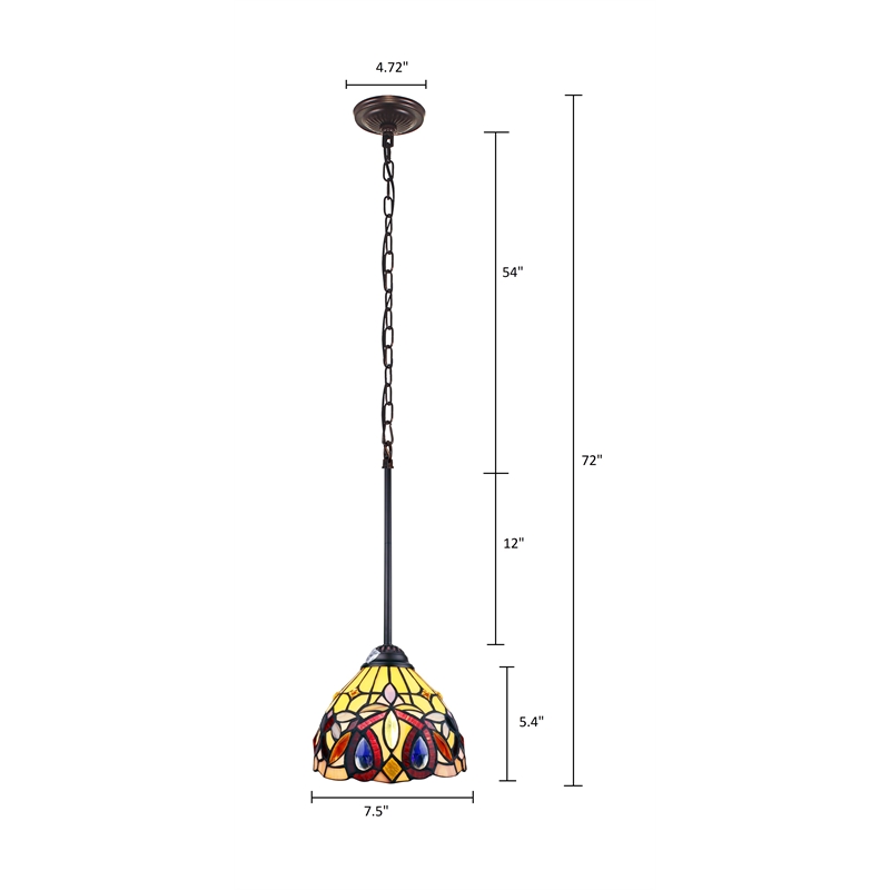 Chloe Lighting Serenity Victorian 1-Light Glass Mini Pendant in Dark Bronze