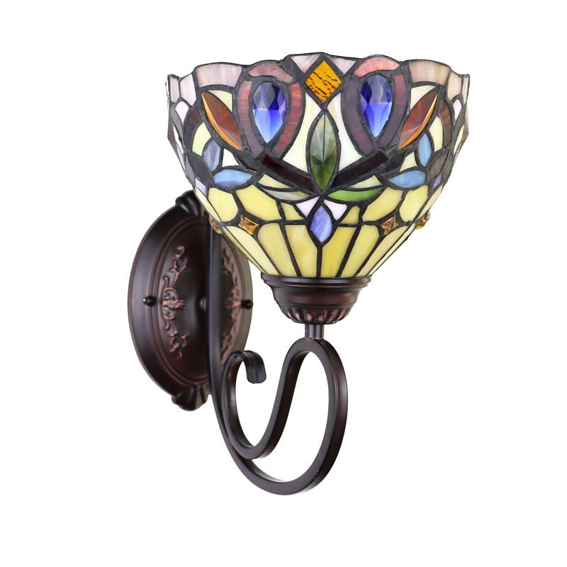 Chloe Lighting Serenity Victorian 1-Light Glass/Iron Wall Sconce in Dark Bronze