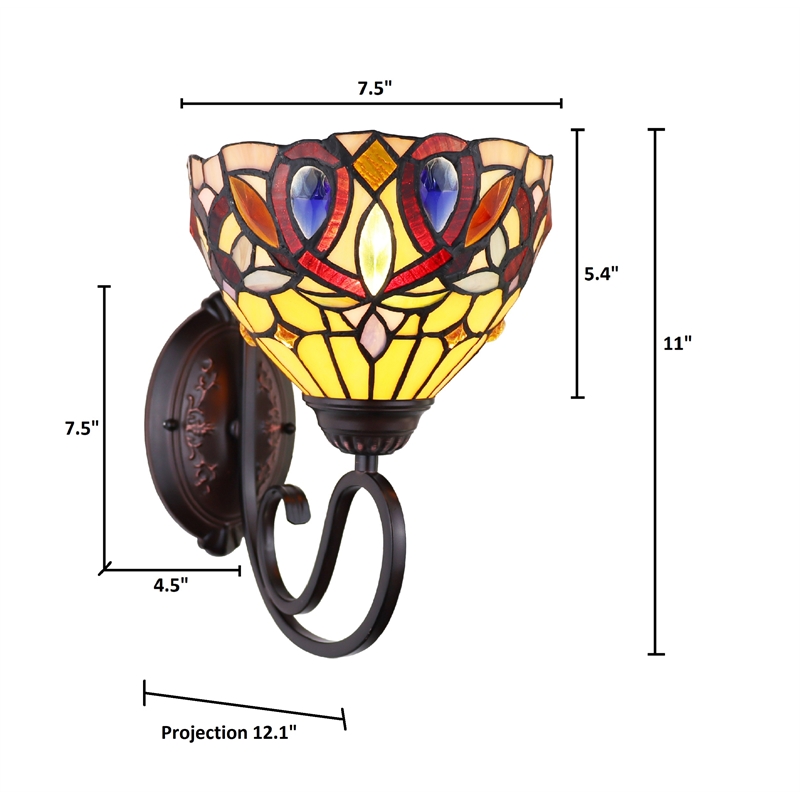 Chloe Lighting Serenity Victorian 1-Light Glass/Iron Wall Sconce in Dark Bronze