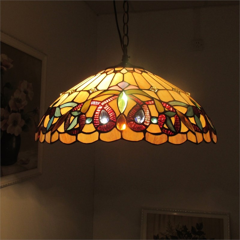 Chloe Lighting Serenity Victorian 2-Light Glass Pendant in Dark Bronze