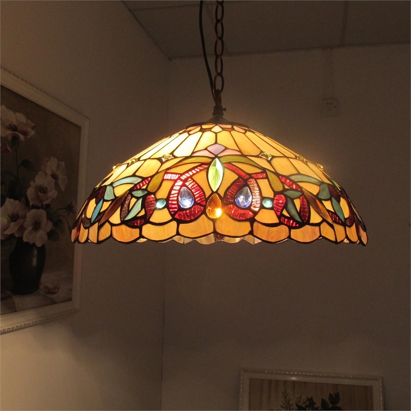 Chloe Lighting Serenity Victorian 2-Light Glass Pendant in Dark Bronze