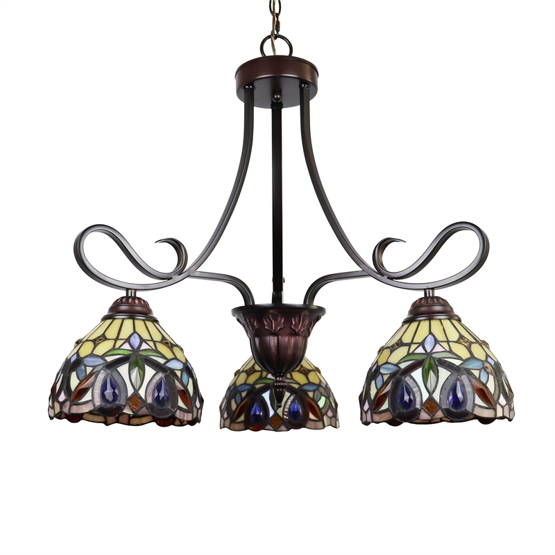 Chloe Lighting Serenity Victorian 3-Light Glass Mini Chandelier in Dark Bronze