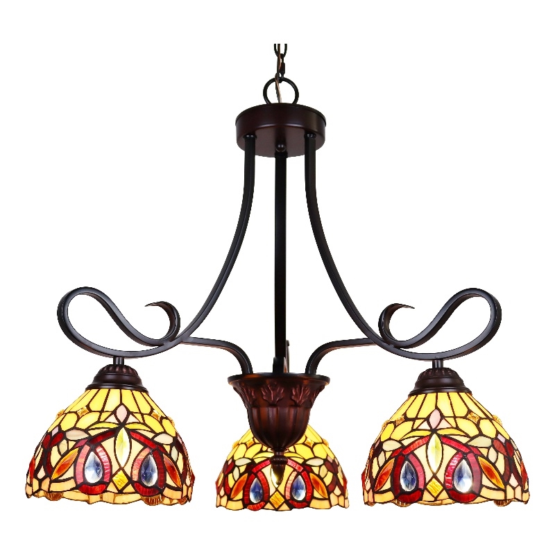 Chloe Lighting Serenity Victorian 3-Light Glass Mini Chandelier in Dark Bronze