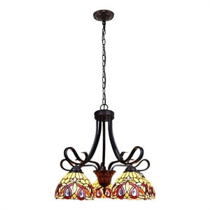 Chloe Lighting Serenity Victorian 5-Light Glass Large Chandelier in Dark Bronze