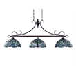 Chloe Lighting Empress Dragonfly 3-Light Glass Island Pendant in Multi-Color