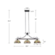 Chloe Lighting Empress Dragonfly 3-Light Glass Island Pendant in Multi-Color