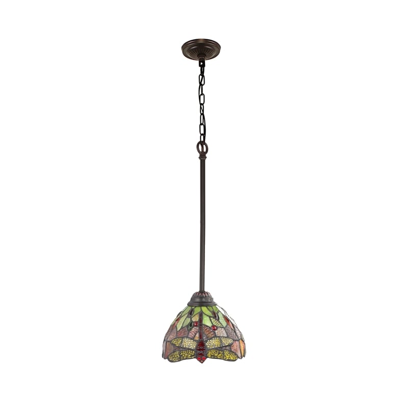 Chloe Lighting Empress Dragonfly 1-Light Glass Mini Pendant in Dark Bronze