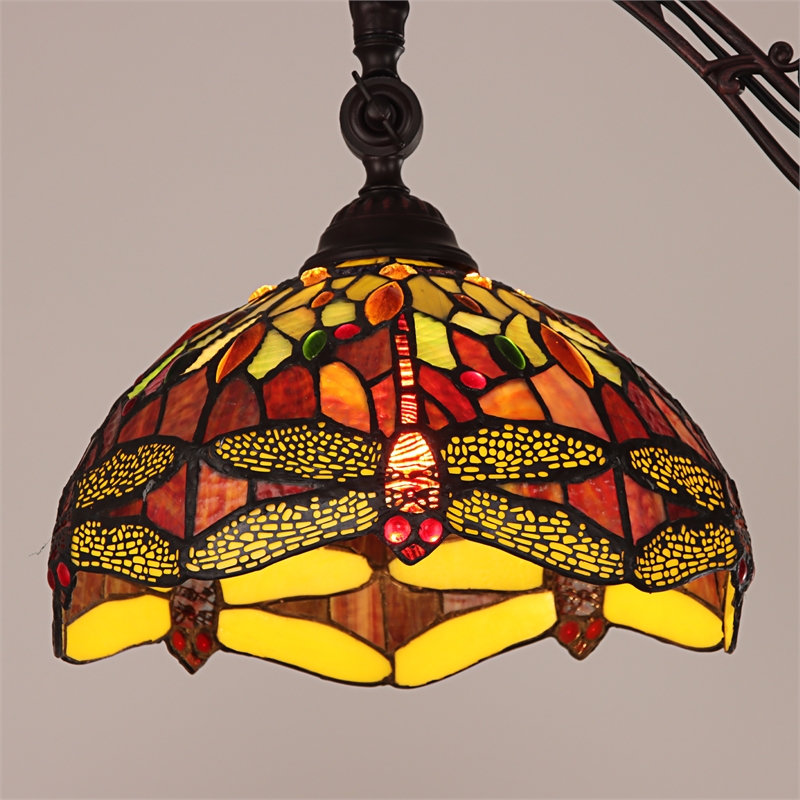 Chloe Lighting Empress Dragonfly 1-Light Metal Floor Lamp in Dark Bronze/Red