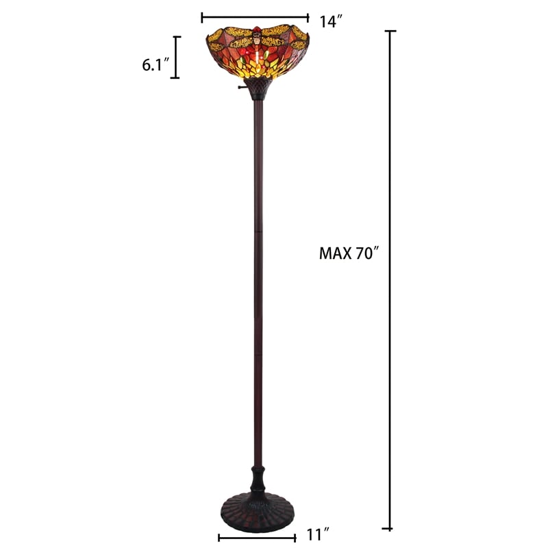Chloe Lighting Empress Dragonfly 1-Light Metal Torchiere Lamp in Dark Bronze