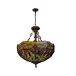 Chloe Lighting Empress Dragonfly 3-Light Glass Inverted Pendant in Bronze