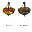 Chloe Lighting Empress Dragonfly 3-Light Glass Inverted Pendant in Bronze