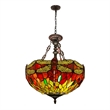Chloe Lighting Empress Dragonfly 3-Light Glass Inverted Pendant in Bronze
