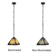 Chloe Lighting Innes Mission 1-Light Glass Mini Pendant in Blackish Bronze