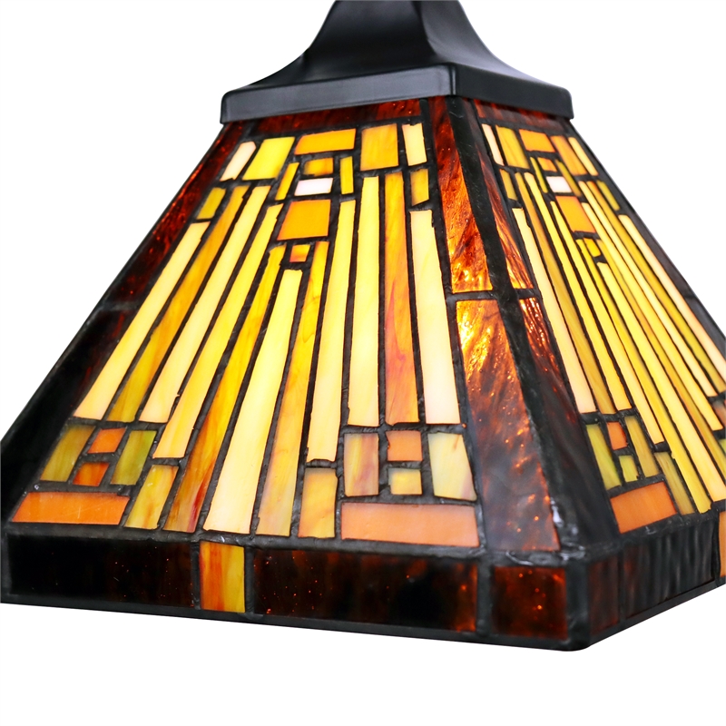 Chloe Lighting Innes Mission 1-Light Glass Mini Pendant in Blackish Bronze