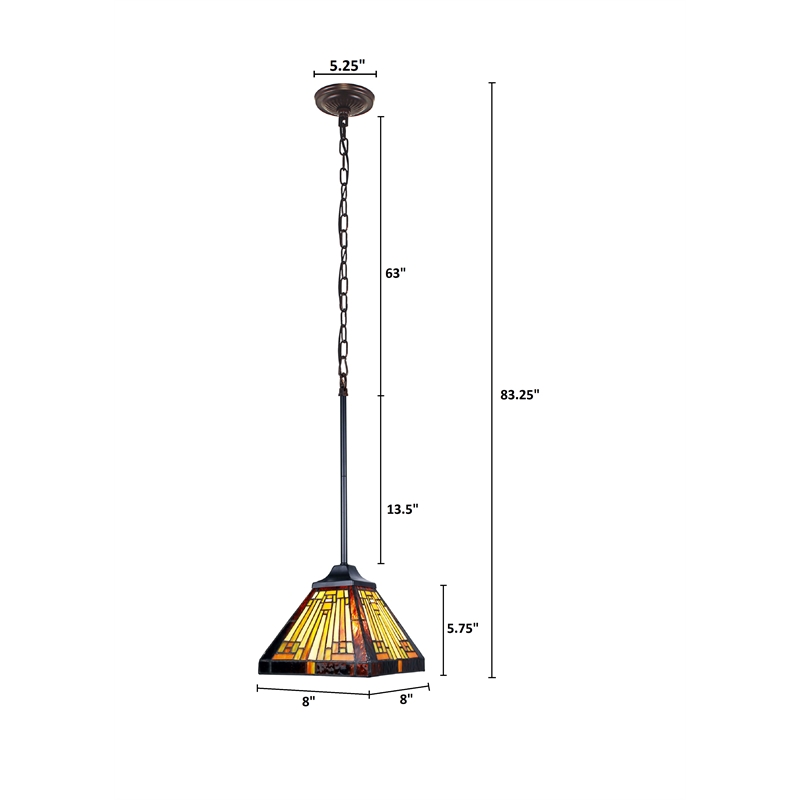 Chloe Lighting Innes Mission 1-Light Glass Mini Pendant in Blackish Bronze