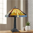 Chloe Lighting Innes Mission 1-Light Glass/Metal Table Lamp in Blackish Bronze