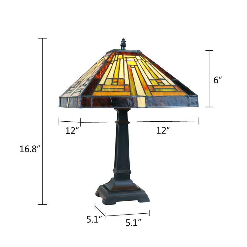 Chloe Lighting Innes Mission 1-Light Glass/Metal Table Lamp in Blackish Bronze