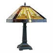 Chloe Lighting Innes Mission 1-Light Glass/Metal Table Lamp in Blackish Bronze