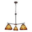 Chloe Lighting Innes Mission 3-Light Glass Mini Chandelier in Bronze/Brown
