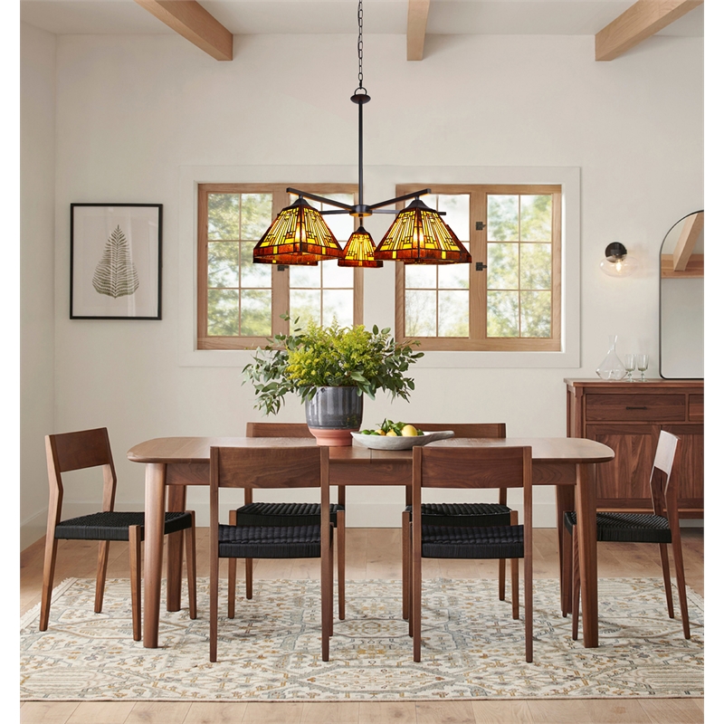 Chloe Lighting Innes Mission 5-Light Glass Large Chandelier in Bronze/Brown
