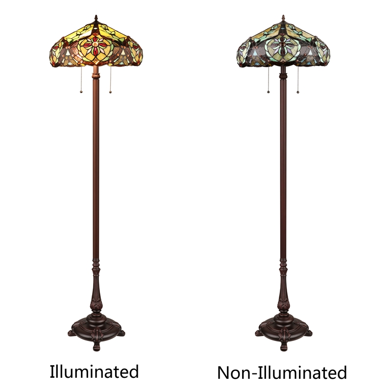 Chloe Lighting Cora Victorian 2-Light Metal Floor Lamp in Dark Bronze
