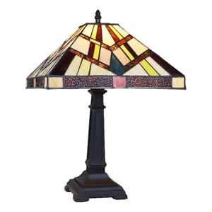 Chloe Lighting Vincent Mission 1-Light Glass Table Lamp in Multi-Color