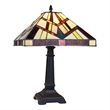 Chloe Lighting Vincent Mission 1-Light Glass Table Lamp in Multi-Color