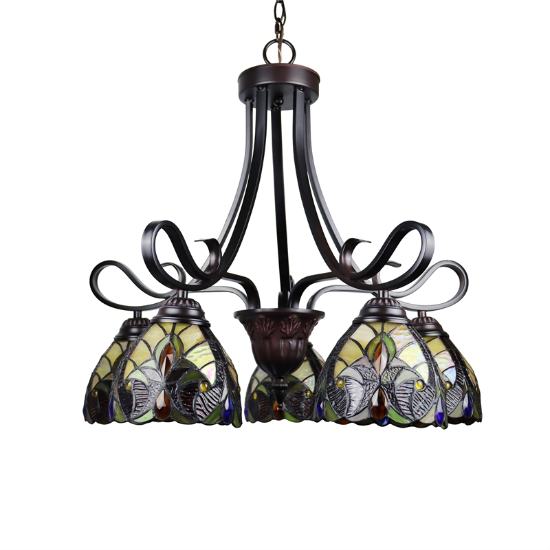Chloe Lighting Adia Victorian 5-Light Glass Large Chandelier in Dark Bronze