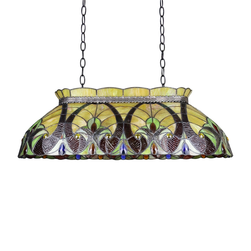 Chloe Lighting Adia Victorian 3-Light Glass/Iron Island Pendant in Multi-Color