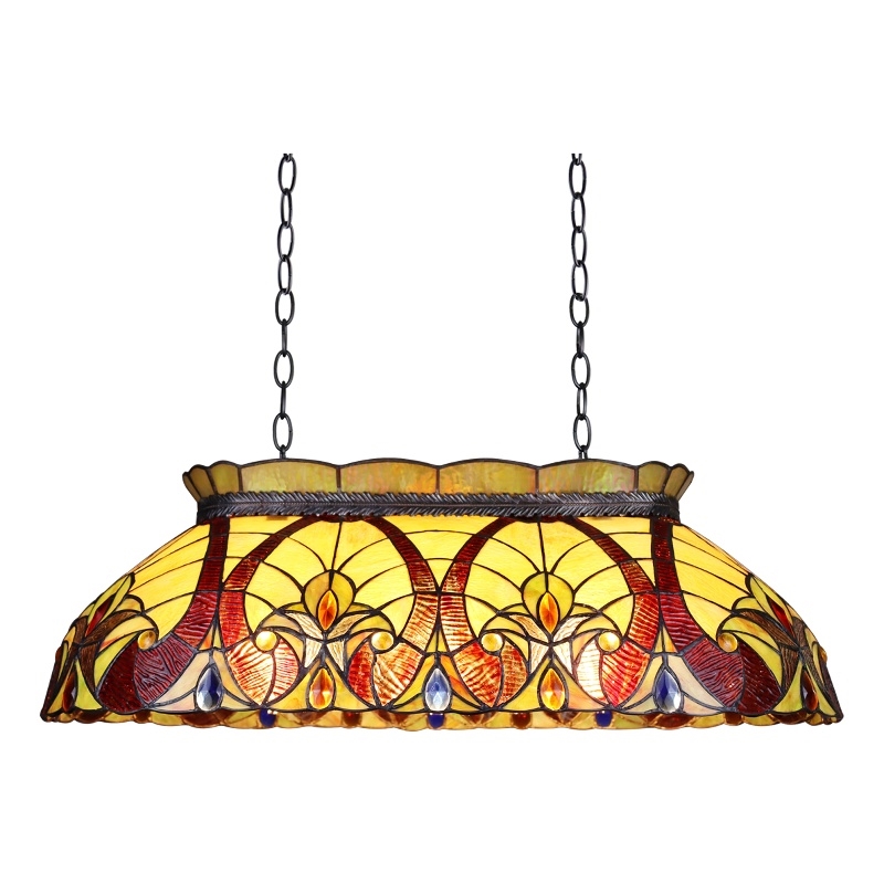 Chloe Lighting Adia Victorian 3-Light Glass/Iron Island Pendant in Multi-Color