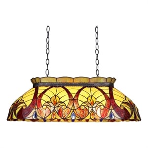 Chloe Lighting Adia Victorian 3-Light Glass/Iron Island Pendant in Multi-Color