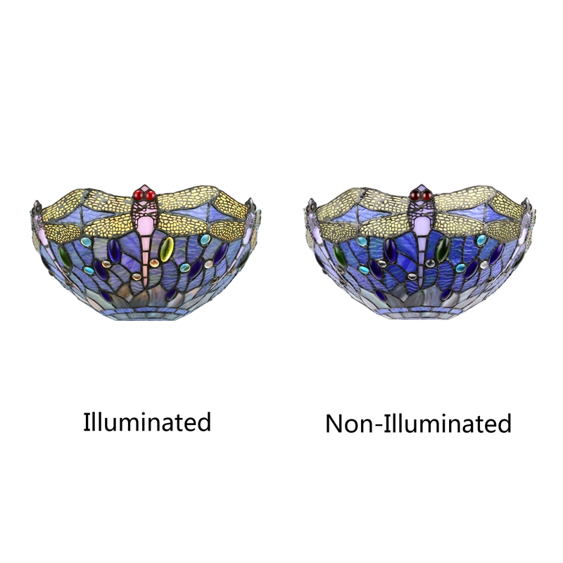 Chloe Lighting Sunniva Dragonfly  1-Light Glass Wall Sconce in Multi-Color