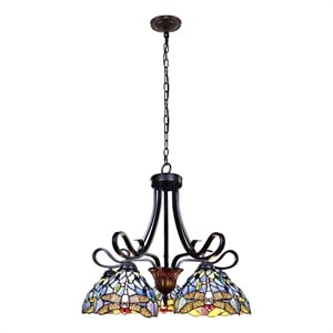 Chloe Lighting Sunniva Dragonfly 5-Light Glass Chandelier in  Multi-Color