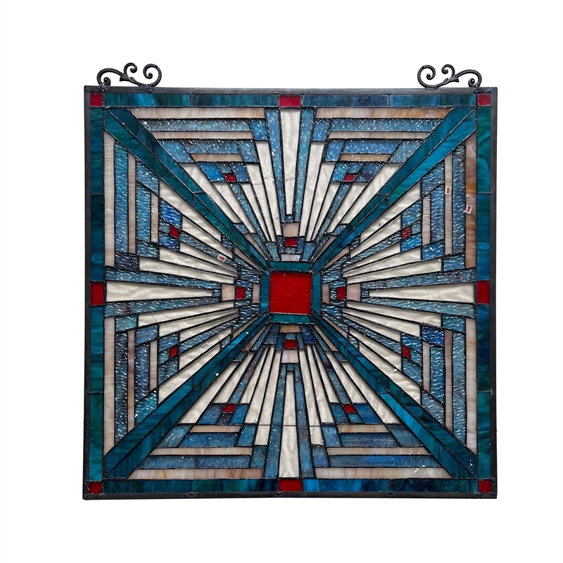 Chloe Lighting Innes Mission Glass/Copper Window Panel in Multi-Color
